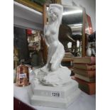 White marble effect art deco style nude figurine on base