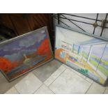 2 oil on boards by Edward Mayor