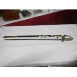 A late 19th century sword with chagrine hilt and brass bound scabbard (Whiteman Outfitters,