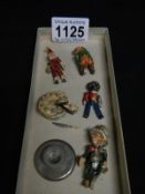 4 unusual jointed lead figures including the Mad Hatter and complete with birthday cake