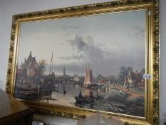 Large gilt framed print on board