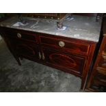 Edwardian inlaid mahogany washstand with marble top and splash back