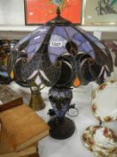 Tiffany style table lamp approx. 62cm height, approximate diameter of shade at widest 46.
