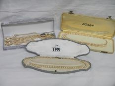 A double strand pearl necklace with 9ct gold clasp,