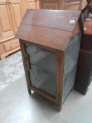 A Victorian pitch pine meat safe with peak roof