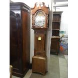 A 19th century 8 day longcase grandfather clock with painted arch face by Grason Lincoln