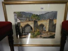 A framed & glazed watercolour 'Llangollen Bridge' signed Roland Spencer Ford.