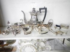 Quantity of silver plate including tea set