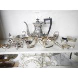 Quantity of silver plate including tea set