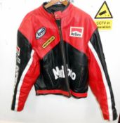 A vintage 1970's Marlboro leather motorcycle racing jacket.