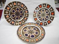 3 Royal Crown Derby 1128 Old Imari pattern plates
