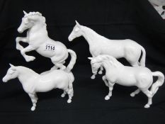 4 Beswick white horses