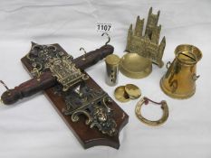 A mixed lot of old brass items