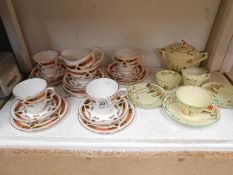 An Art Deco Royal Winton ivory tea set for 1 & a Colclough Countess tea set