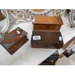 An oak music box & 2 other boxes