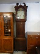 A Victorian 30 hour long case grandfather clock with painted arch dial depicting the last supper
