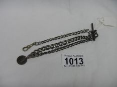 A Victorian silver graduated pocket watch chain with clasp,