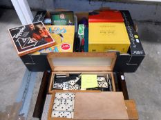 A box of old games including Trivial Pursuit,