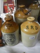 3 earthenware jars including ginger beer, marked SRD,