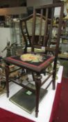 Edwardian mahogany side chair with floral wool-work seat