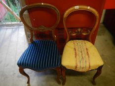 2 Victorian balloon back dining chairs