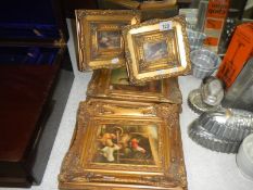 4 gilt framed pictures of poultry/chickens