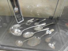 A quantity of silver plated spoons & ladles etc.