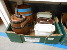 A collection of old tins & barrels