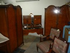 A 5 piece Edwardian walnut veneered bedroom suite