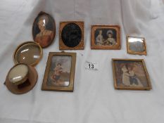 A quantity of framed miniatures including portrait print of Lady Jane Grey