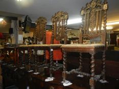 3 x 19th century oak chairs with carved heraldic lions on backs
