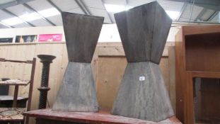 2 artistic wooden plant stands