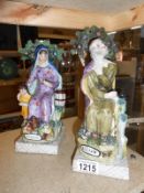 A large pair of early Staffordshire pearlware figures in super original condition being Elijah and