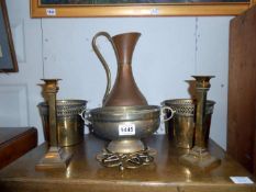 A quantity of brassware, copper, and metalware