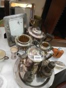 A quantity of silver plate including tea set etc