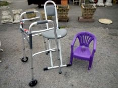 A quantity of miscellaneous including walking aid & child's chairs etc.