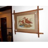 A framed and glazed tapestry picture of birds