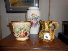 A Masons Applique jug and other pottery