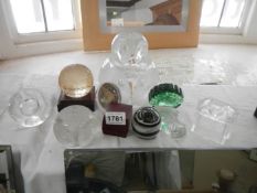 A quantity of paperweights etc