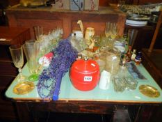 A quantity of miscelleneous including ice bucket, tankards etc