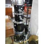 A large complete drum kit
