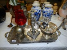 A quantity of silver plate including candelabra