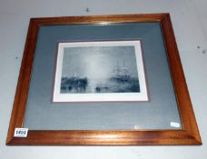 A framed and glazed early print entitled Whalers