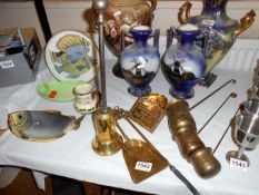 A quantity of brassware including Whiskey, Rum and Brandy scoops