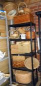 5 shelves of wicker ware