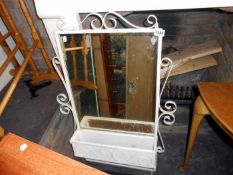 A white painted metal framed mirror
