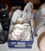 A box of china including Royal Crown Derby