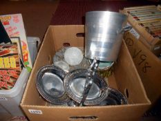 A box of silver plate and Oriental china