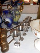 A set of 6 metal goblets