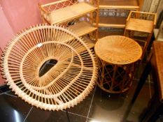 A wicker chair and wicker table